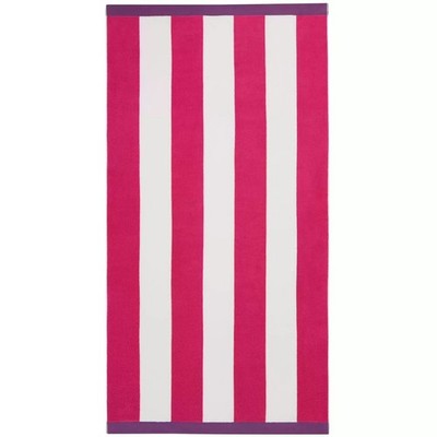 Large Beach Cabana Towel Oversized Striped Deckchair Design 91x172cm Pink