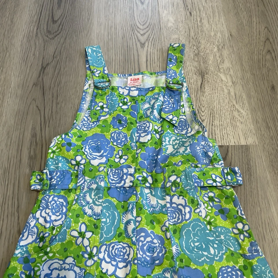 VTG 70s LIZA by Lilly Pulitzer Dress Size 5 Blue Green Floral Sundress Pockets - Image 3 of 4