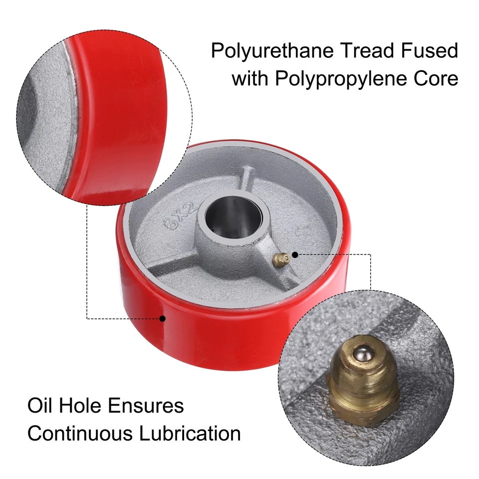 5" Lenkrollen 1-1/8" Bohrung Polyurethan auf Stahlrad mit hoher Tragfähigkeiteit - Bild 4 von 4