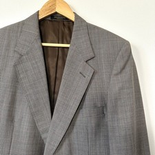 Costume Homme Evan Picone Gris à Carreaux - Taille 46L Pantalon 39x29 - Vintage USA