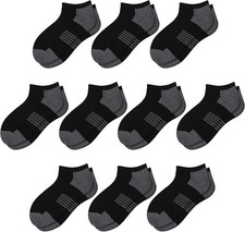 Comfoex 10 Pairs Boys Socks Low Cut Ankle 7-10 Years, Black 10