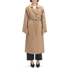 Favorite Daughter Womens Camel The Paola Long Sleeve Self Tie Wool Blend Coat