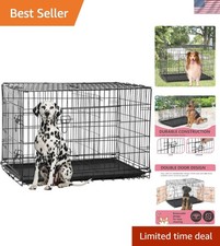 Extra Large 48-Inch Dog Crate with Double Doors  Removable Tray in Black
