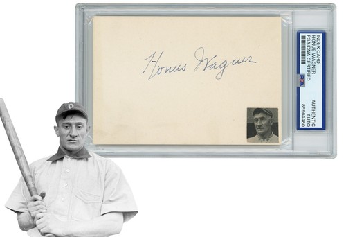 Honus Wagner Signed Index Card Autograph. Auto PSA