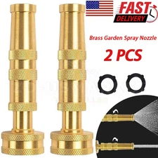 2 Pcs Solid Brass Garden Spray Nozzle 4 Inch Adjustable Twist Water Hose 