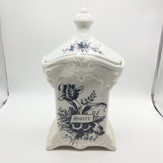 Vintage T. DELFTS BLEAU Large Porcelain/Ceramic Storage Jar (h16)