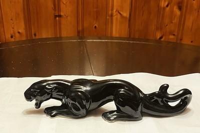 Vintage Black Panther 13'' Long Ceramic Figurine 1950s/60s MCM