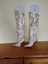 Paolo Bondini over the knee gold soft leather high heel boots IT42 US 11