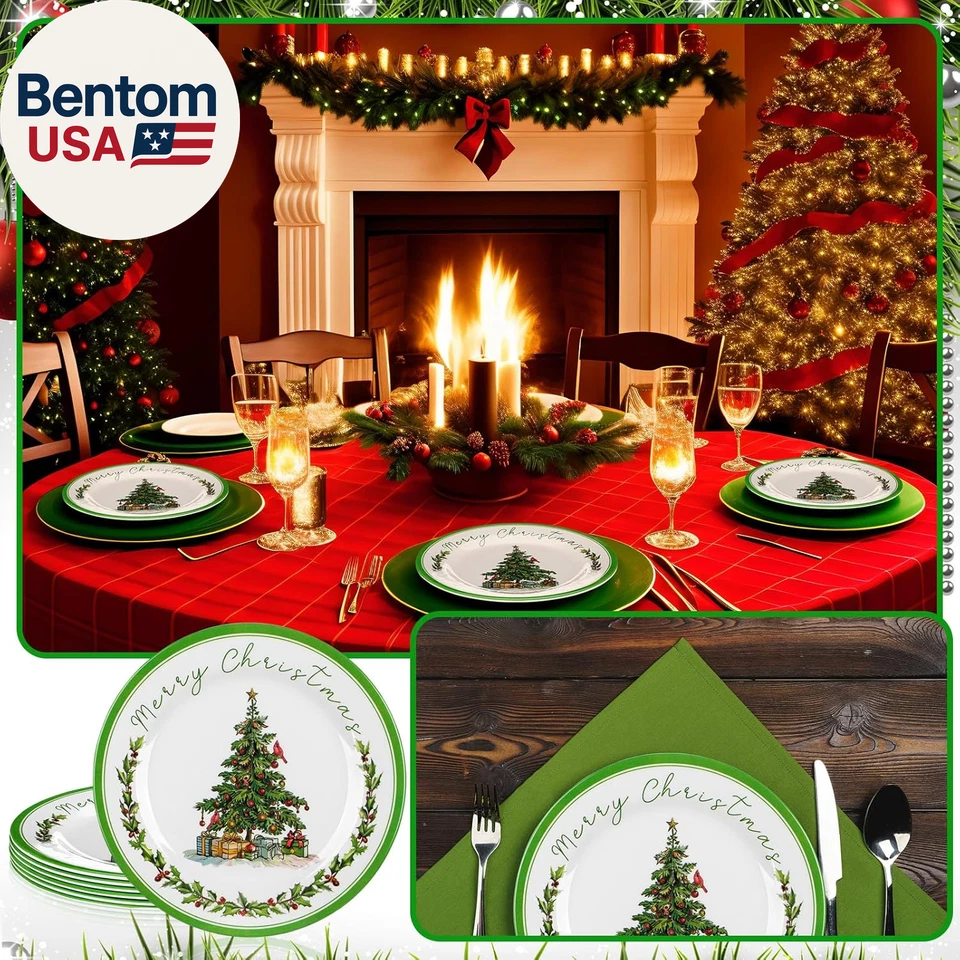 6 piezas platos de melamina de Navidad platos de ensalada de cena árbol de Navidad vajilla Navidad Wr Foto 4 de 4