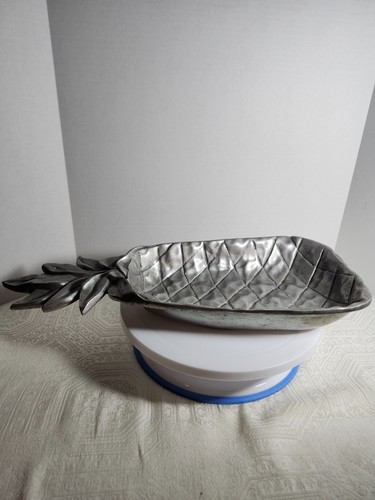 PEWTER PINEAPPLE SALAD BOWL MADE IN MEXICO - Picture 3 of 5