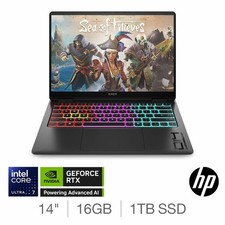 Image of HP OMEN Transcend Gaming Laptop, Ultra 7, 16GB 1TB RTX5050 14 Inch, 14-fb1001na