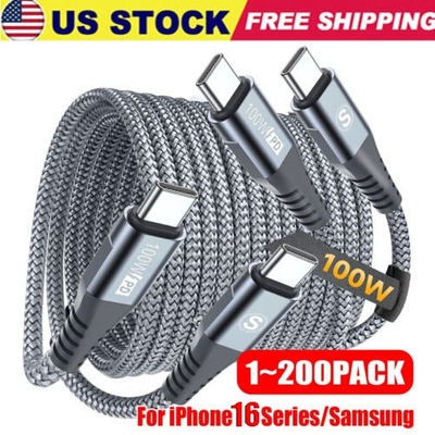 #ad #ad 60W USB C to C Cable Fast Charge PD Nylon Cord 3 6 10FT for iPhone16 Samsung lot $337.29
