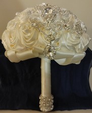 Satin Rose Wedding Bouquet - Color - Ivory