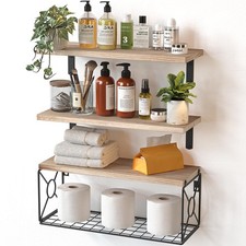 Amada Bathroom Shelves Over Toilet with Storage Basket, Floating Wall Shelf f...