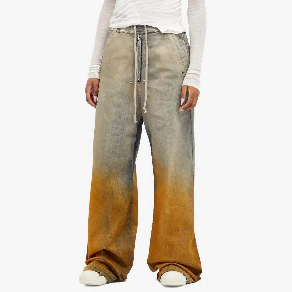 *NUOVO* RICK OWENS DRKSHDW GETH BELA PANTALONI LARGHI CON COULISSE $1130 (ACIDO DEGRADO S)