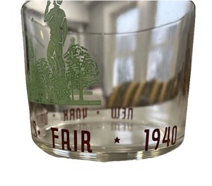 1940’s WORLD’S FAIR Glass Ice Bucket MINT CONDITION New York Peace & Freedom