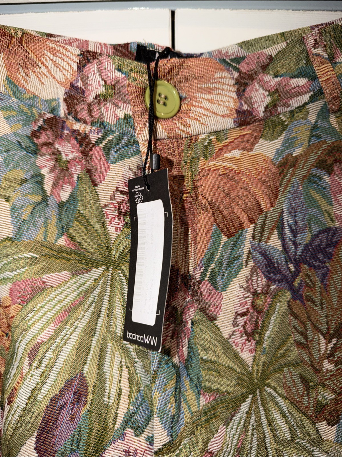 Men’s Boohoo Man Fixed Waist Floral Tapestry Trouser 30R