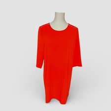 Umgee USA Orange 3/4 Sleeve Pleated Back Zipper Shoulder Detail Dress Size L