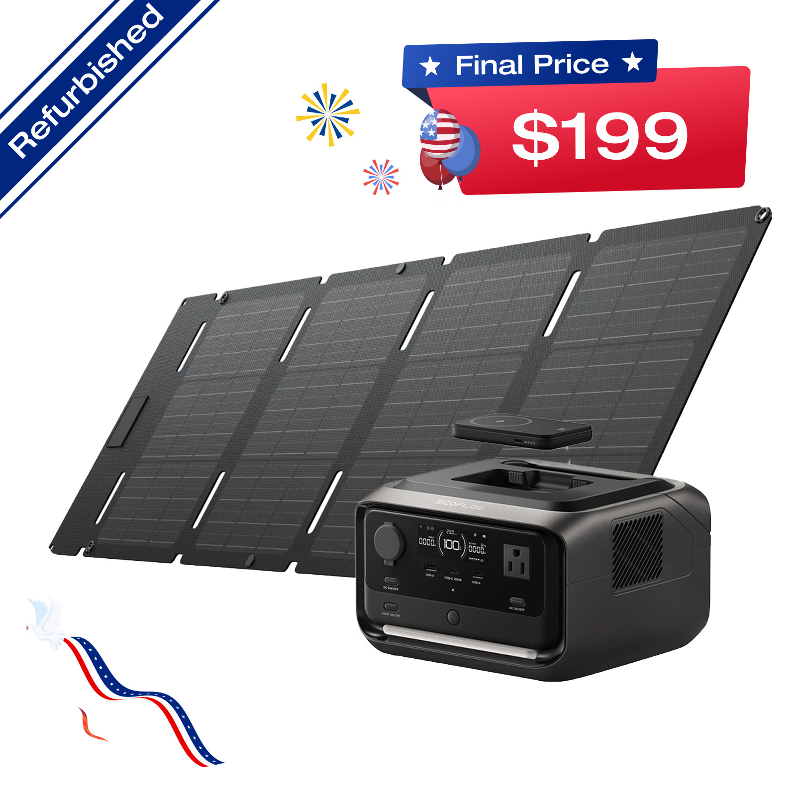 EcoFlow River 3 Plus 286Wh Wireless Boost Combo & 45W Solar Panel Kit for Travel