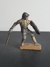 Elastolin Lineol Ritter mit Schwert und Schild Angriff Rüstung Mittelalter 7 cm