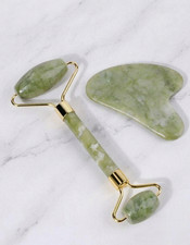 Professional Resin Roller Massage Set - Dual-Head Roller Gua Sha Board for Fac