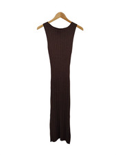 Quince Women Cotton Cashmere Ribbed Sleeveless Midi Dress Brown S