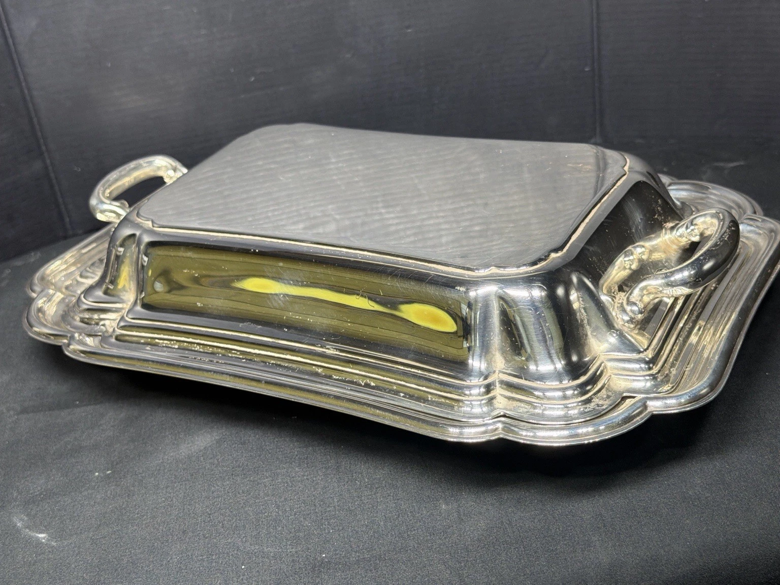 Vintage International Silver Chadwick 1512 Silverplate Covered Butter Dish Tray