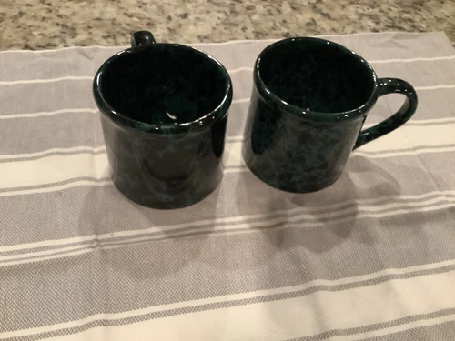Vintage Bennington Potters Green Agate Set of 4 Mugs  3.5” Vermont Pottery Set
