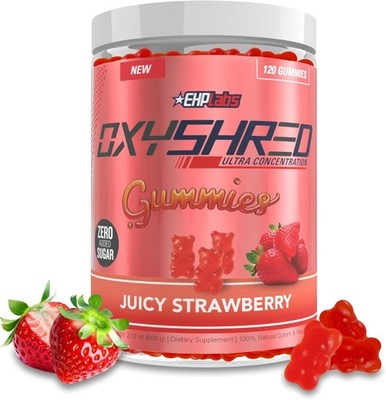 OxyShred Gewichtsverlust Gummis Fatburner zuckerfrei 100% natürliches Aroma Erdbeere