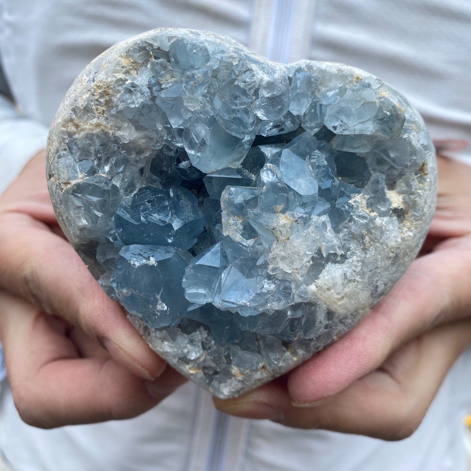 1.8lb Natural Blue Celestite Crystal Geode Quartz Cluster Mineral Specimen
