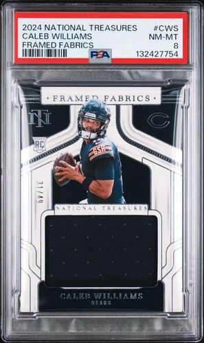 2024 NATIONAL TREASURES FRAMED FABRICS #CWS CALEB WILLIAMS ROOKIE RC /49 PSA 8