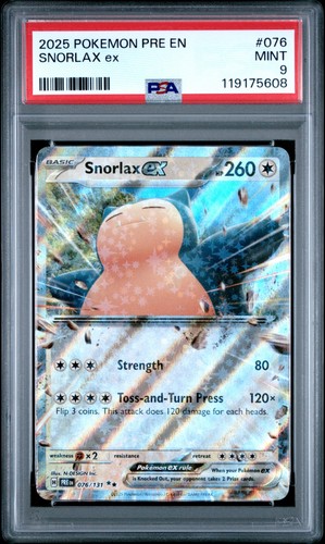 2025 Pokemon Pre En-Prismatic Evolutions #076 Snorlax EX PSA 9