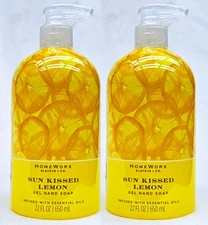 2 Slatkin Homework SUN KISSED LEMON Gel Liquid Hand Soap 22 oz