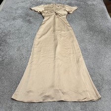Show Me Your Mumu Twist Front V-Neck Maxi Dress Women XXS Champagne Satin Formal
