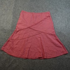J. Jill Skirt Womens Medium Petite Pink Linen Flare Lace Trim Knee Length ALine