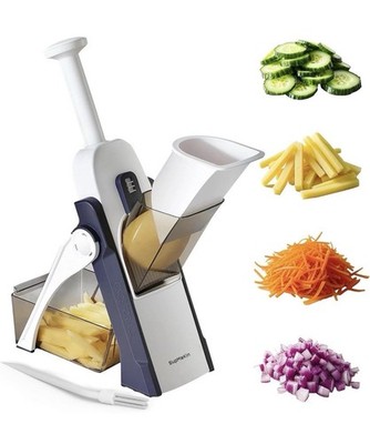 Sicherer Mandolinenschneider aufrechter Griff Gemüse Kartoffeln Zerkleinerer Julienne & Würfelschneider