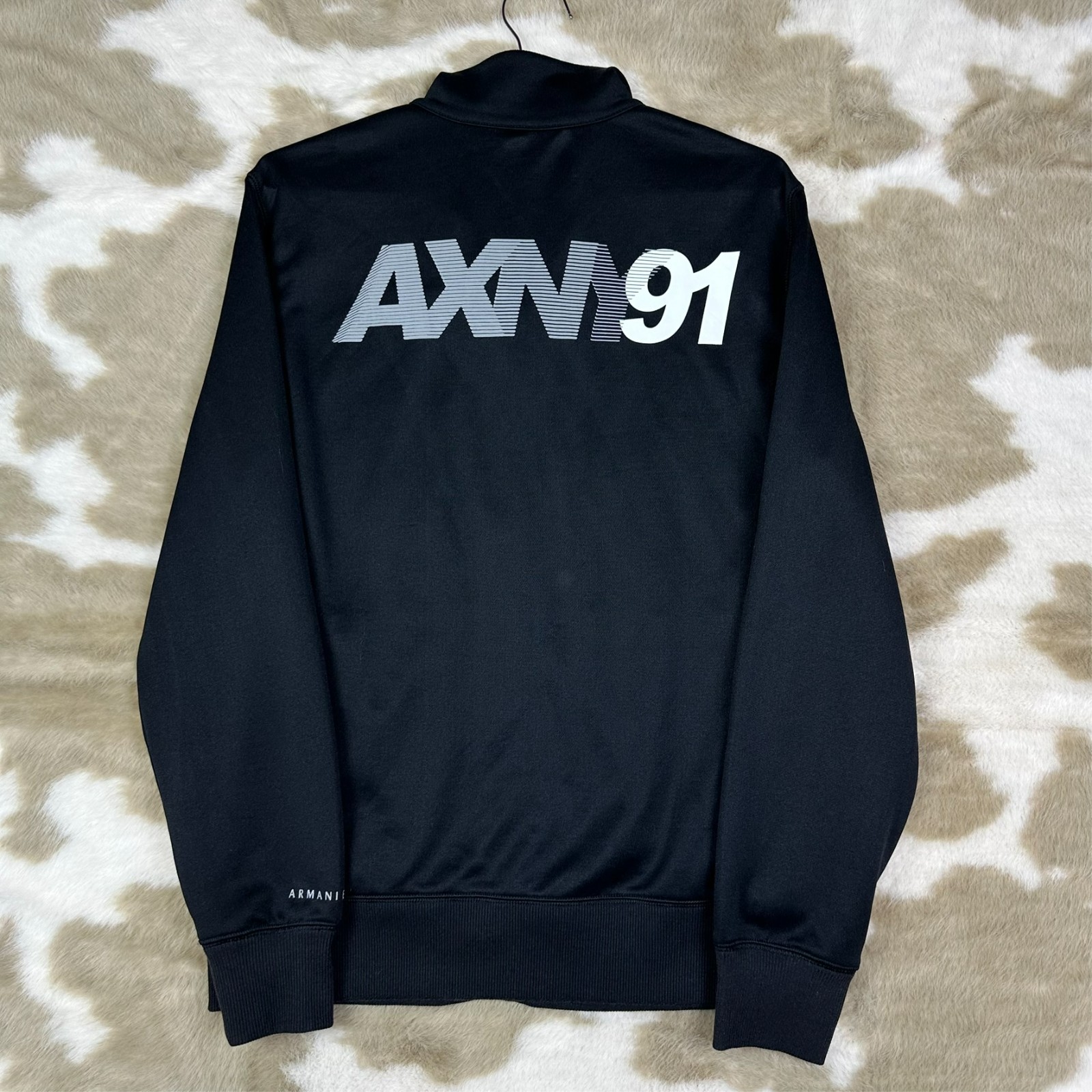 Vintage Armani Exchange Black Grey AXN 91 Logo Size Small Full Zip Track Jacket