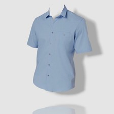 Alfani Men's Blue Stretch Short Sleeves Button Shirt Size Large