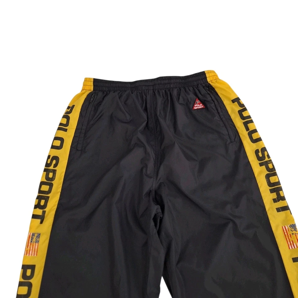 Polo Sport Ralph Lauren De Colección Años 90 Pantalones Para Hombre XL Negro Amarillo Cortavientos Pista Foto 2 de 4