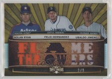 2011 Triple Threads Relic Combos Gold 2/9 Nolan Ryan Felix Hernandez HOF e8a