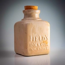 Stoneware Ink Bottle Field&rsquo;s Ink & Gum Co London 4" Tall c1880-1910 Victorian