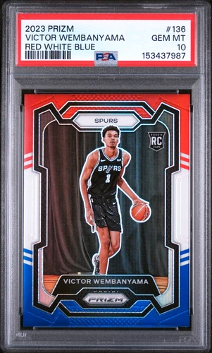 VICTOR WEMBANYAMA 2023 PRIZM RWB ROOKIE RC #136 PSA 10 GEM MINT SPURS #153437987