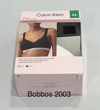 Calvin Klein Women's Cotton Modal 2-Pack Wire Free Bralette, Black/White, XL