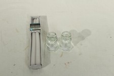 Clear Glass 3" Tall Candle Stick Holder Set of 2 w/ 10" White Candles