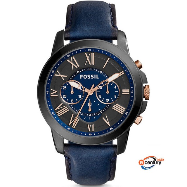 fossil grant chronograph blue