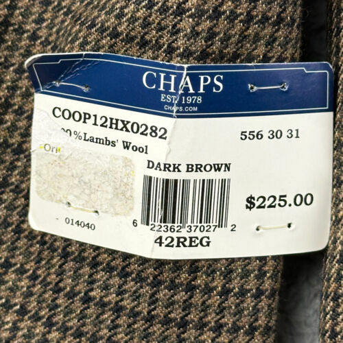 Chaps Blazer 42 normal braun Hahnentritt Lammwolle Jacke Mantel Schulterpolster - Bild 2 von 15