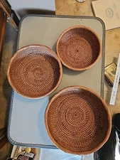 Three Wicker Serving Bowl Set