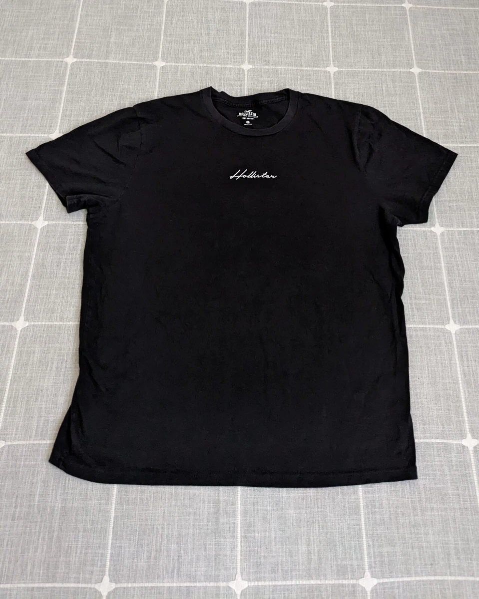 Hollister Shirt Mens Size XL Black Short Sleeve Crewneck Embroidered Tee