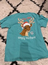 simply southern tshirt Large Hey Deer Christmas Deer Teal