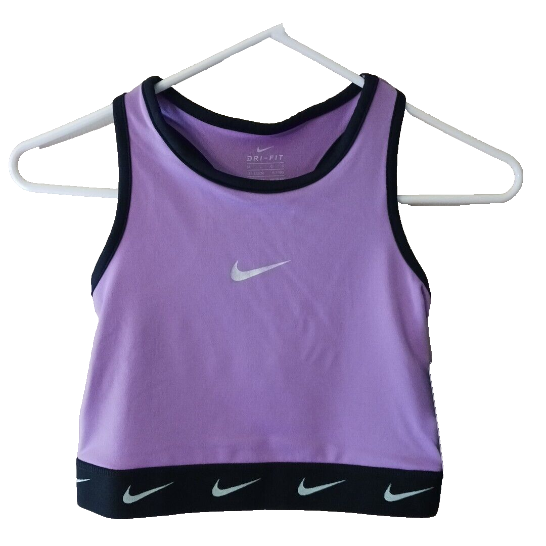 Nike Sports Bra Girls Sz Large Violet Shock Dri-Fit Swoosh Racerback Activewear-image